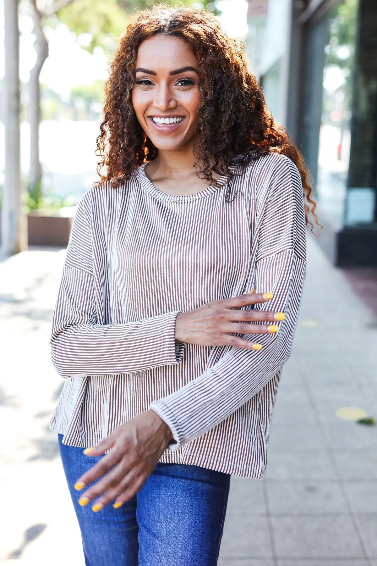Hello beautiful Camel Rib Dolman Sweater Top