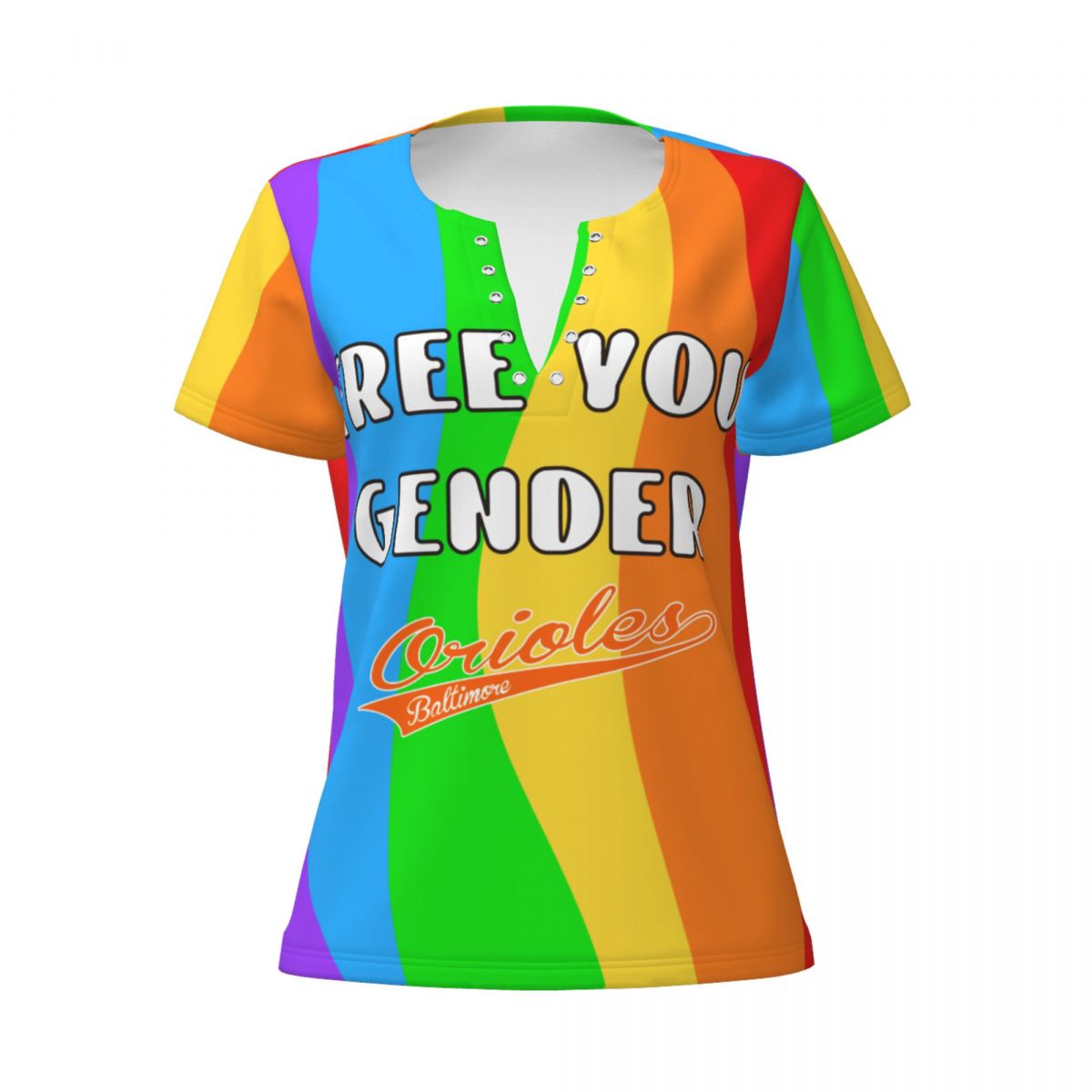 Baltimore Orioles Pride Women's Deep V Neck Tee Shirts