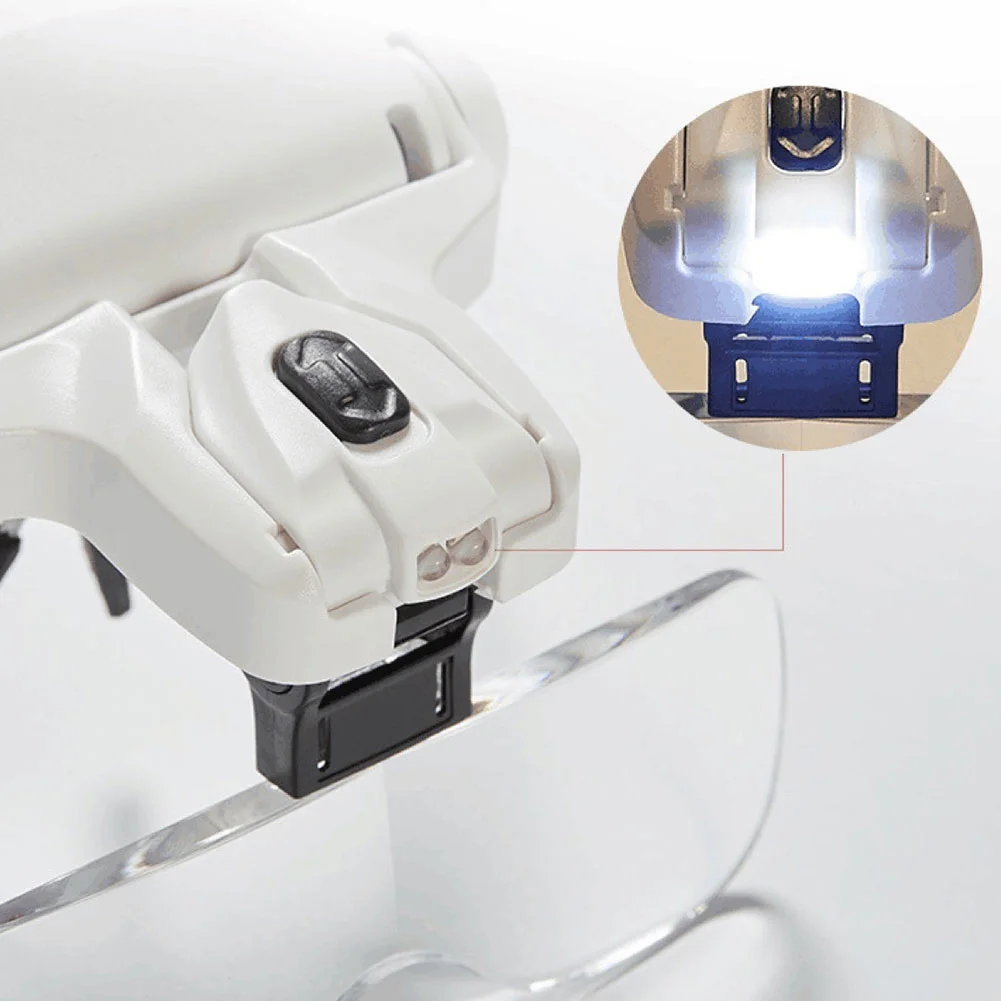 Magnifying Glasses Loupe Headband Magnifier with LED Light Jeweler Tools
