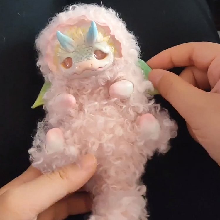 Fantasy Creature Flower Dragon Doll | Pink Plush Gragon with Wings | Gragon Art Doll | Handmade Gift