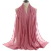 Plain Color Soft Chiffon Long Gauze Shawl Women Hijab