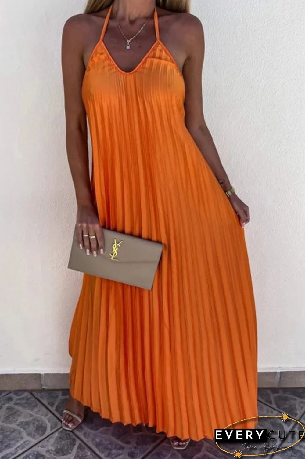 Breeze Slip Pleated Maxi Dress