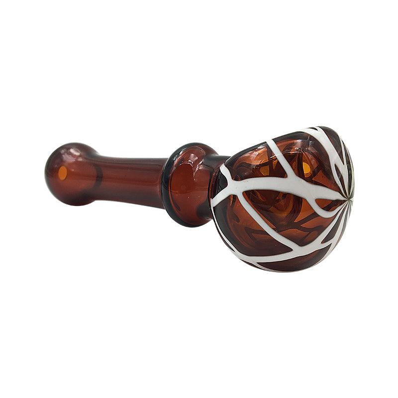 Brown with White Glass Hand Pipe Glass Spoon Smoking Pipe