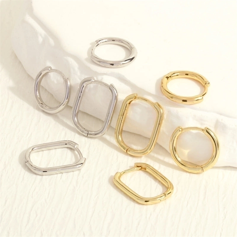 1 Pair Minimalist U Shape Round Plating Copper 18k Gold Plated Hoop Earrings