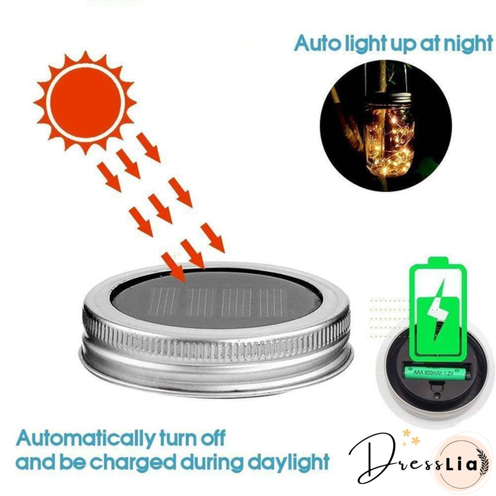 5/10/15 Pack Solar Powered Lid Lights 200cm 20 LEDs Mason Jar Solar Lights with Hangers , Indoor or Outdoor Usage for Wedding Christmas Holiday Party Decor (Jars Not Included)