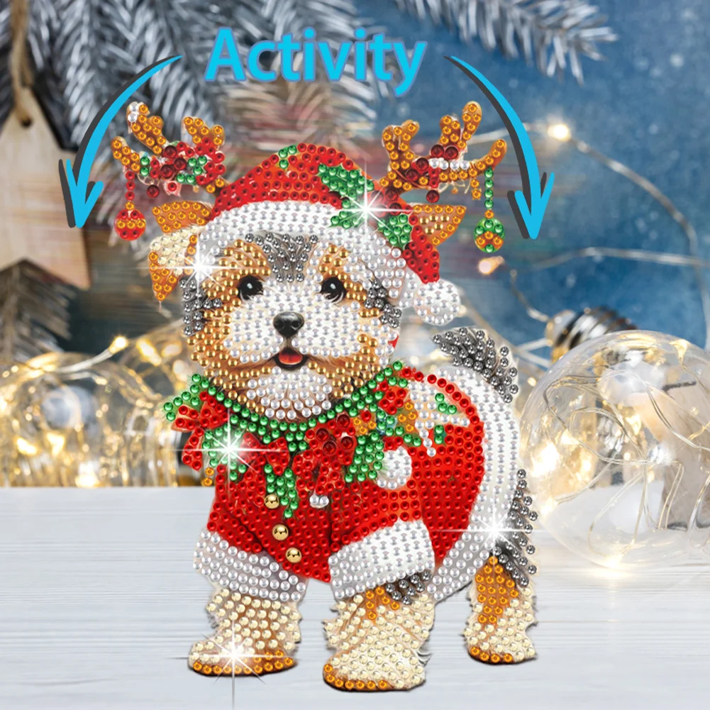 DIY Xmas Schnauzer Acrylic Shaking Head Desktop Diamond Painting Art Kits for Kids