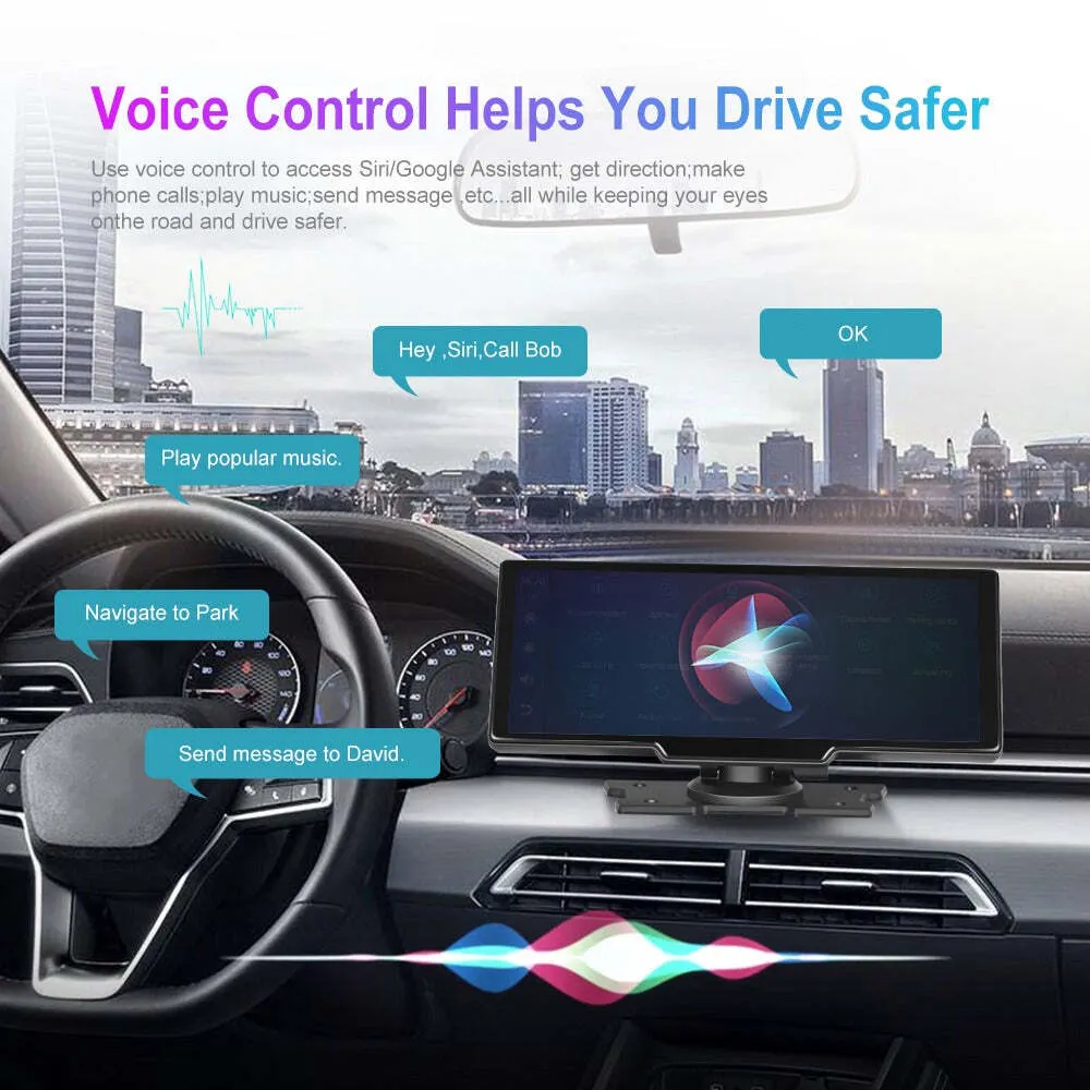 WIRELESS 10INCH CARPLAY DASHCAM + FREE REAR VIEW CAMERA