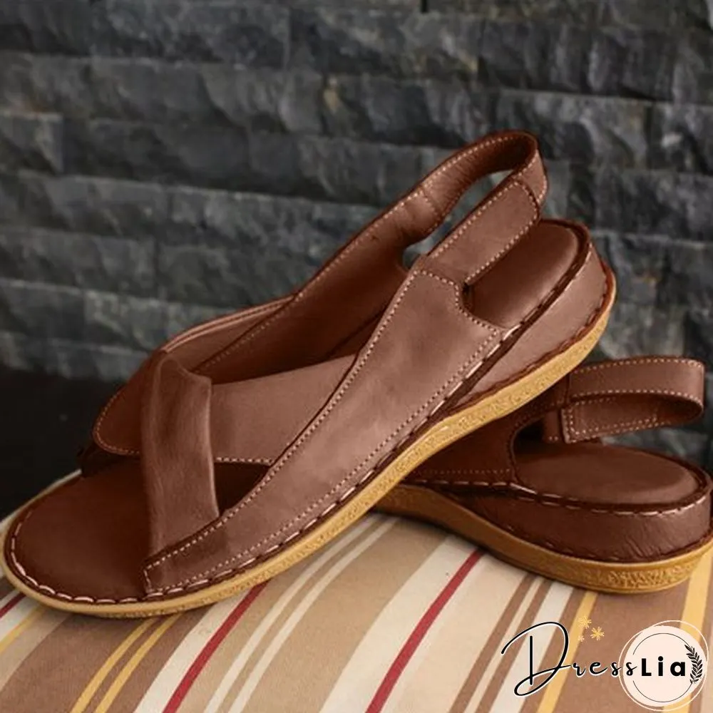 Women Leather Ethnic Summer Comfy Weave Soft Sole Sandals