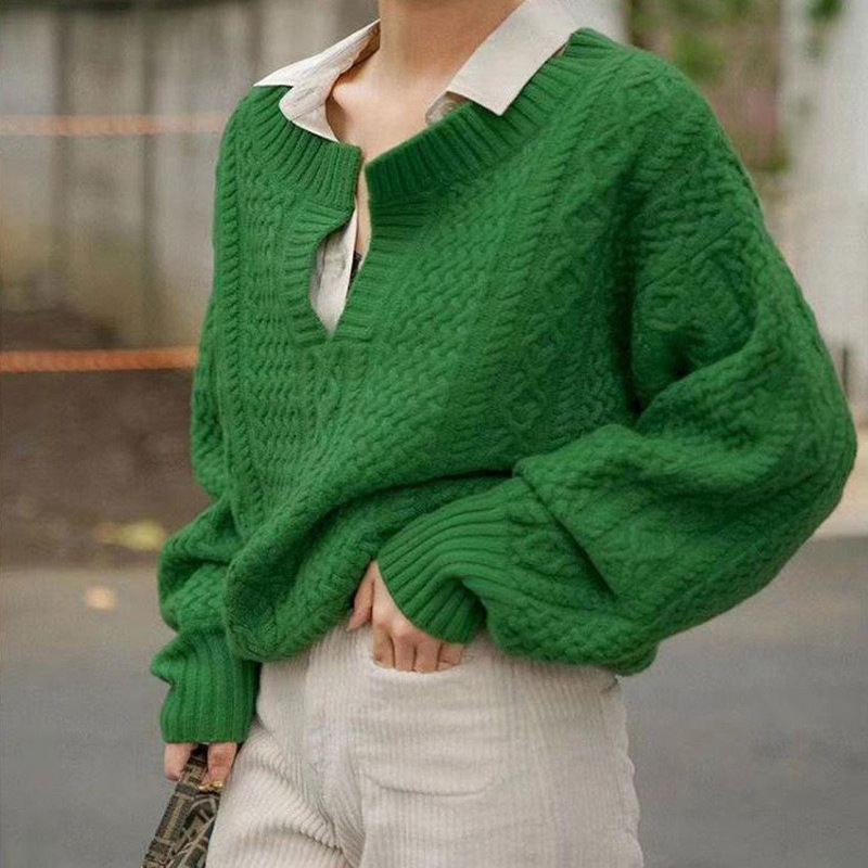Women's Soft Waxy Gentle Wind Twist Knit Sweater