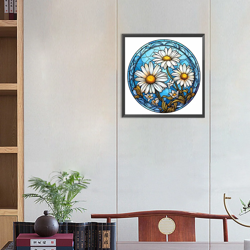 Diamond Painting - Full Round Drill - Stained Glass Flower(30*30cm)