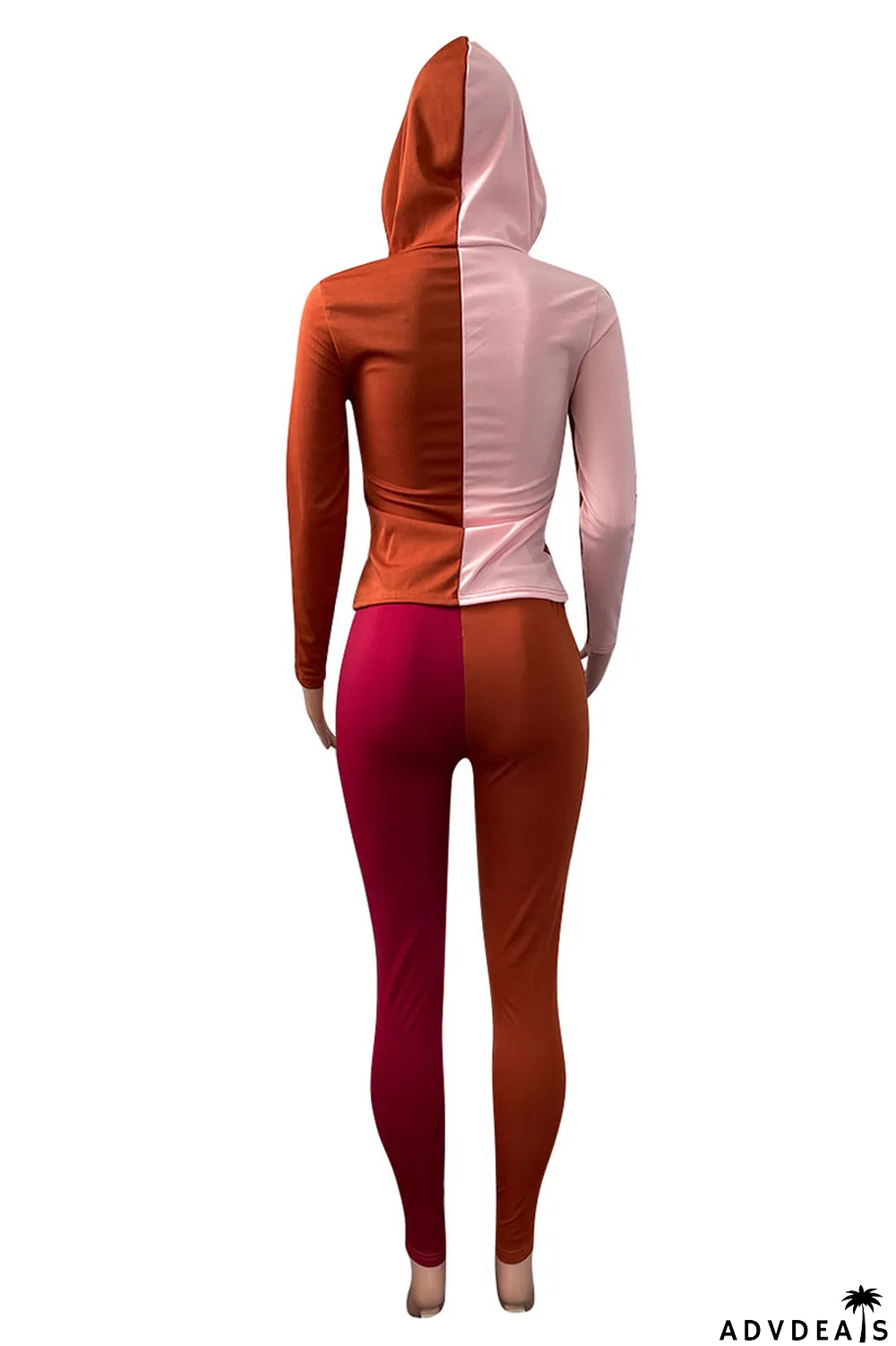 Deep Blue Casual Solid Split Joint Zipper Hooded Collar Long Sleeve Two Pieces