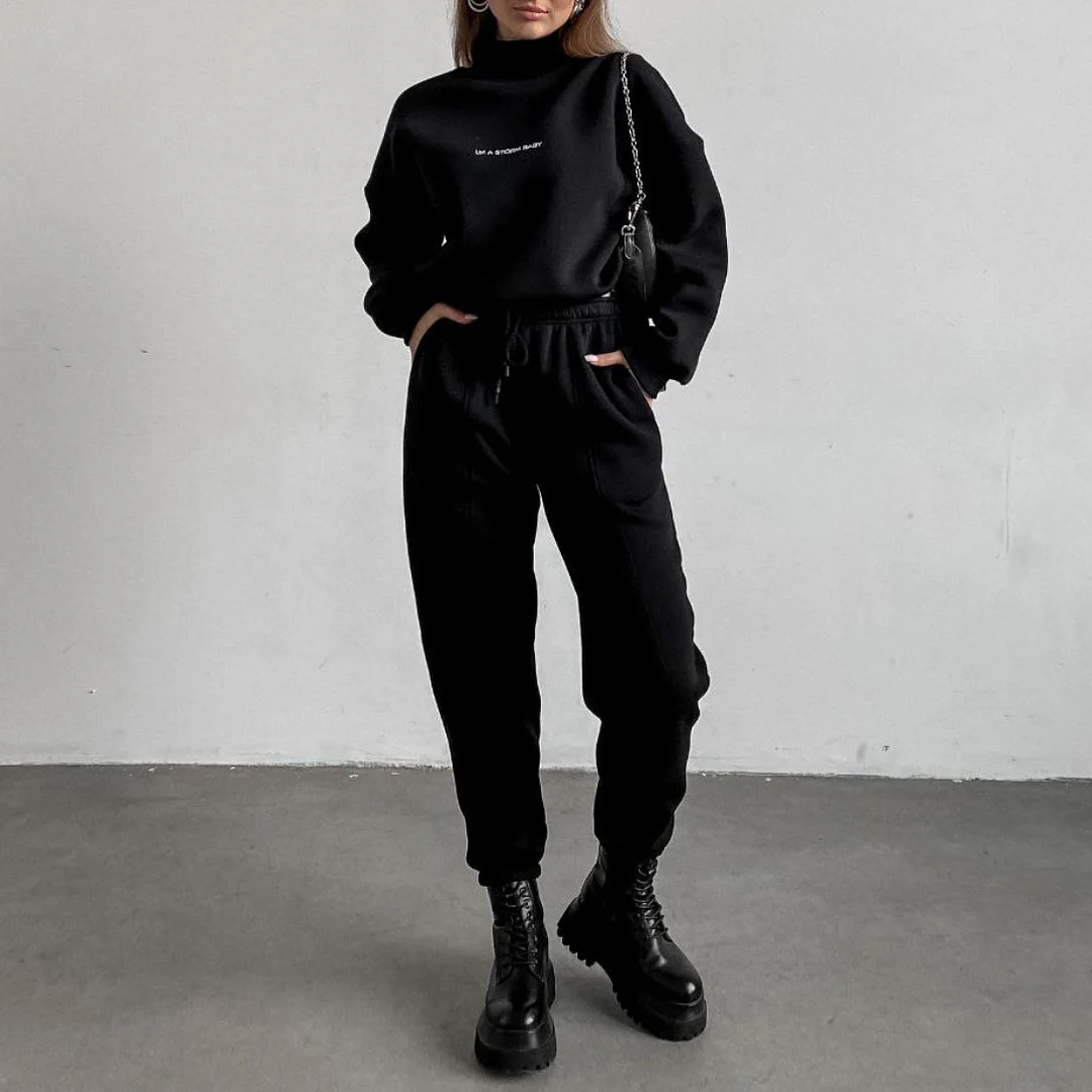 Women's Printed Sweatshirt Suit Two Piece Set