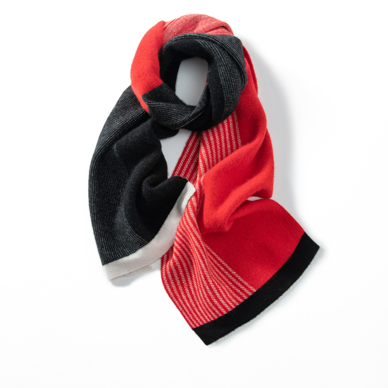 100% Cashmere Scarf Pinstripes Pattern Style REAL SILK LIFE