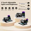 7 in 1 Charging Station with Clock, Wireless Charger with Night Light, Bluetooth TimeSync Temperature,30W Fast Charger for iPhone 15/14/13/12/11 * 2pcs & Earbuds & iWatch