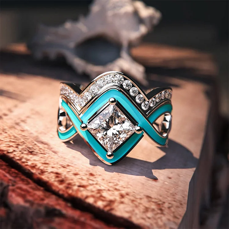 Olivenorma Turquoise Ocean Wave Ring