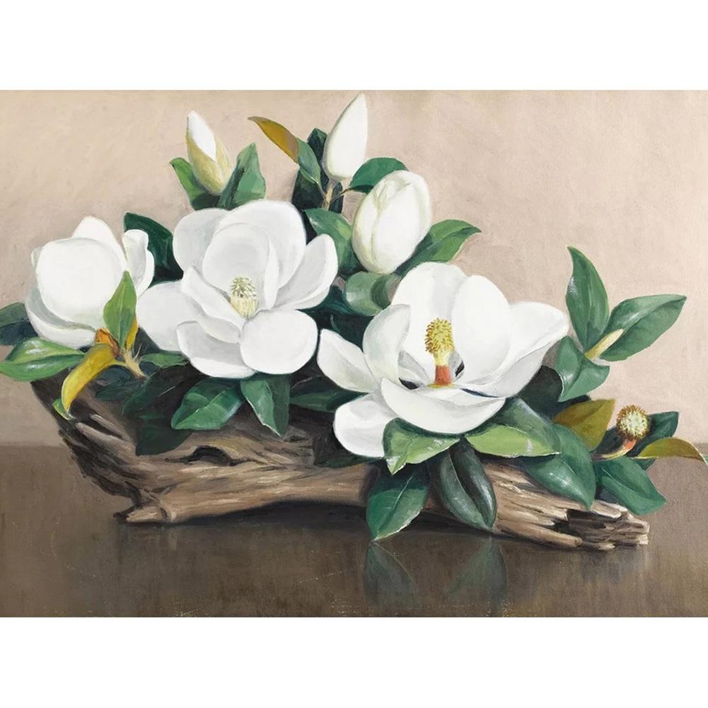 

White Flower - Round Drill Diamond Painting - 40x30cm, 501 Original