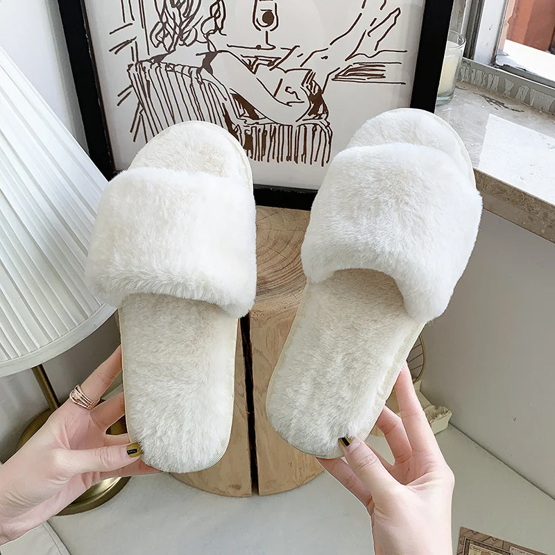 Colourp Colourp One Word Slippers Female Early Autumn 2023 New Cotton Slippers Home Indoor Fashion Warm Floor Cotton Slippers Female