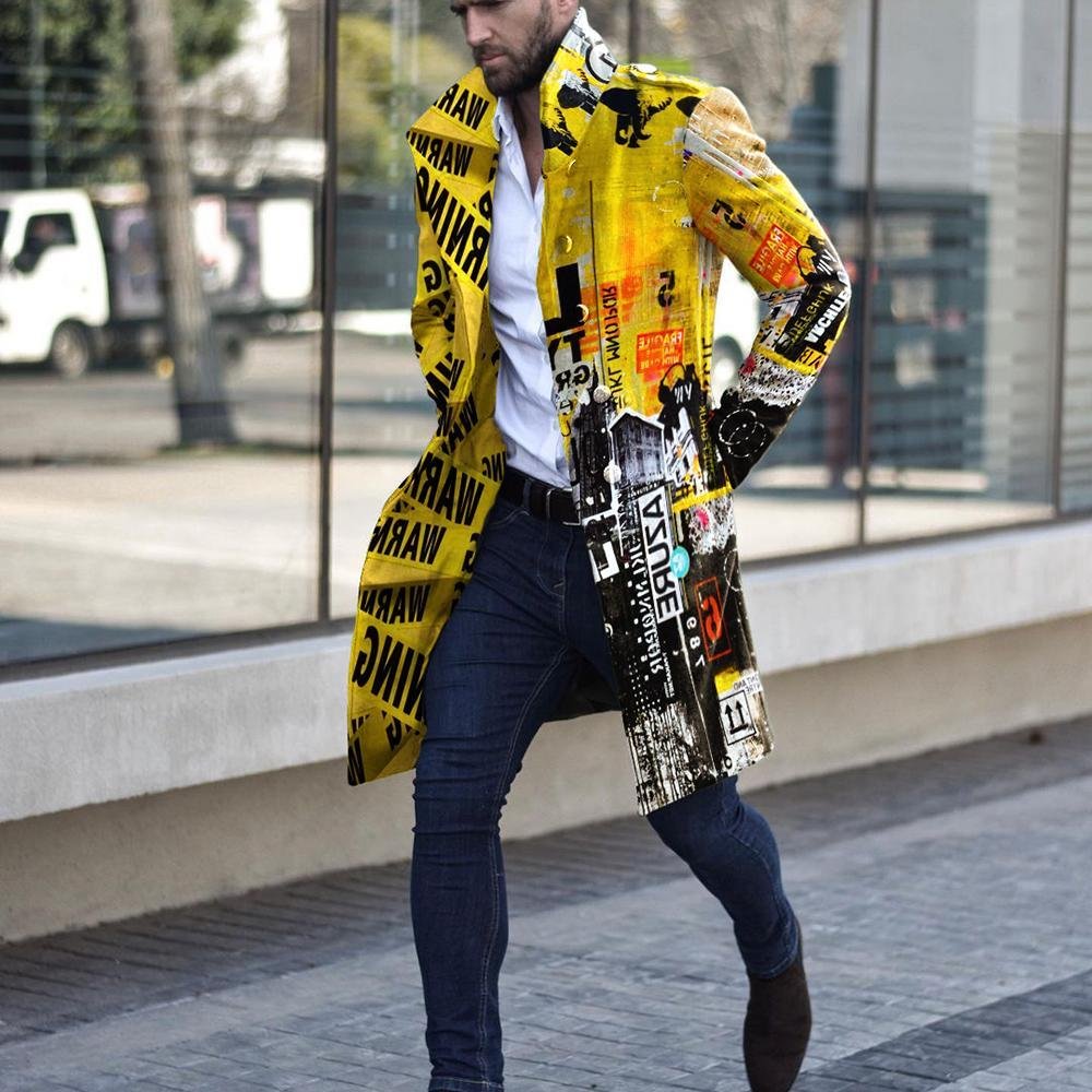 Graffiti printed stand collar Britney coat