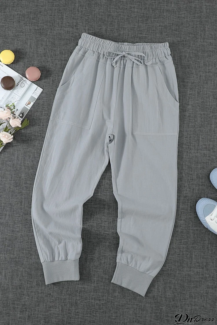 Women's Gray Casual Pockets Pants