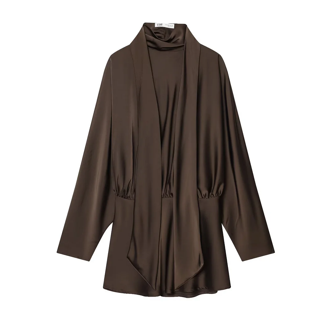 Nigikala Nigikala New Fashion Temperament Women's Silk And Fern Texture Scarf Dress 4661215