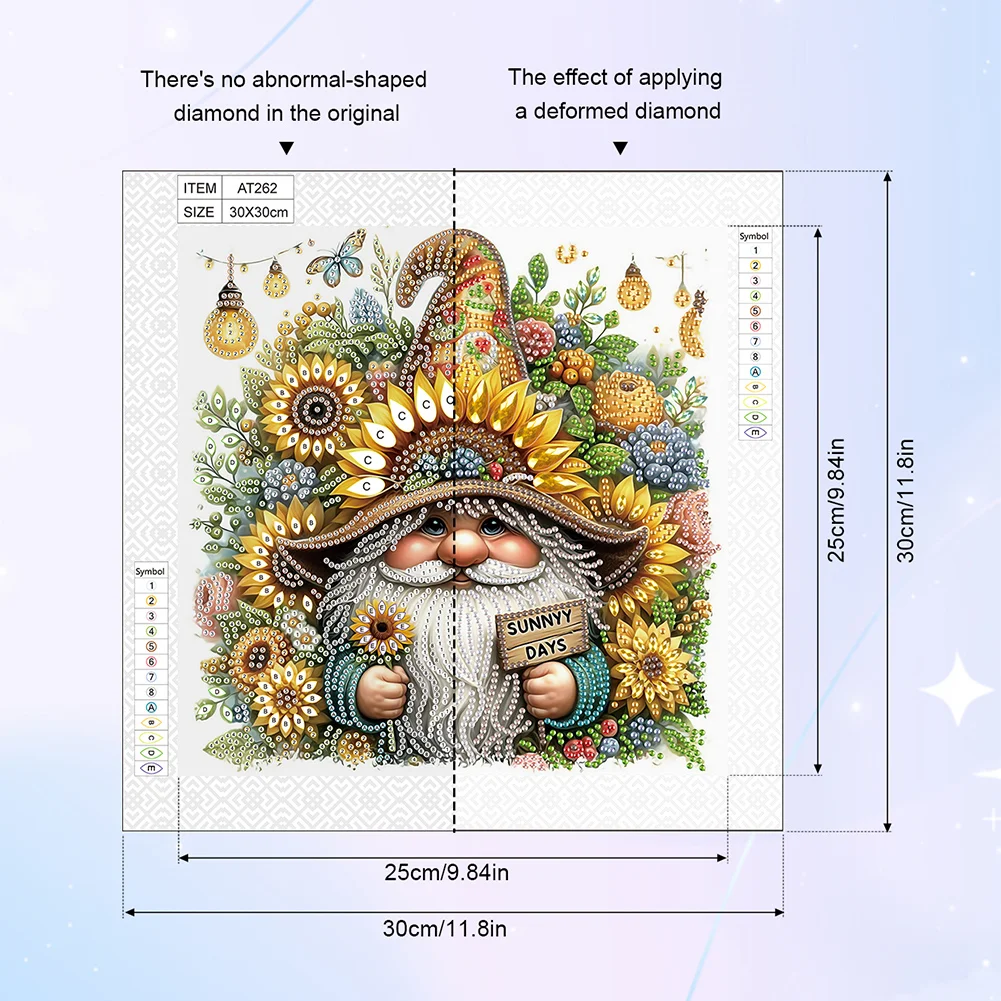 Diamond Painting - Partial Special Shaped Drill - Sunflower Gnome(Canvas|30*30cm)