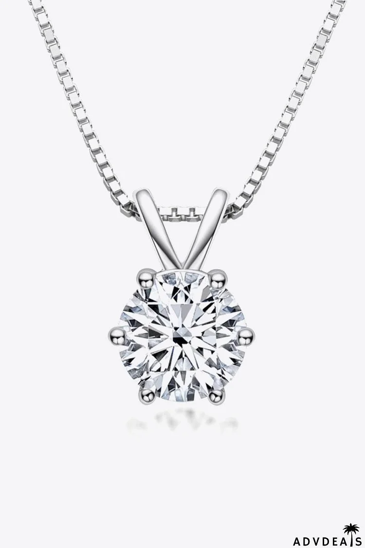 925 Sterling Silver 1 Carat Moissanite Pendant Necklace