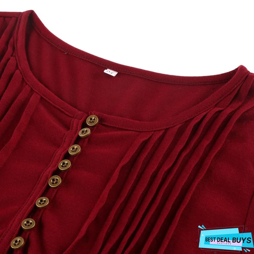 Women Elegant Ruffles Tops Plus Size Flare Sleeve Solid Casual Loose Shirt Blouse