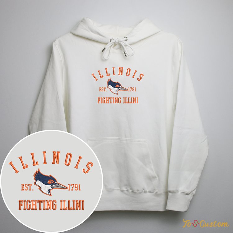 TOSCUSTOM™ University of Illinois Fighting Illini NCAA Embroidered Sweatshirts