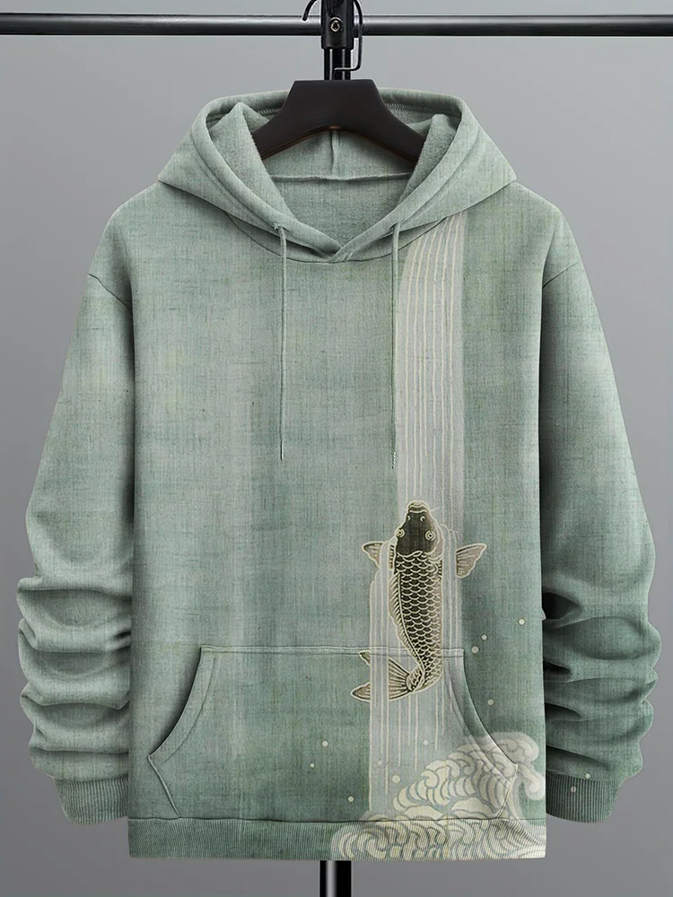 Men's Upstream Carp Japanese Art Cozy Hoodie