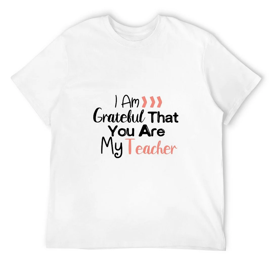 Women plus size clothing Printed Unisex Short Sleeve Cotton T-shirt for Men and Women Pattern I am grateful that you are my teacher-Nordswear