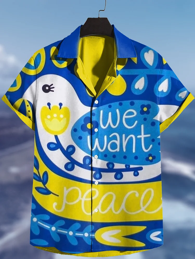 Men's Vacation We Want Peace Print Shirt