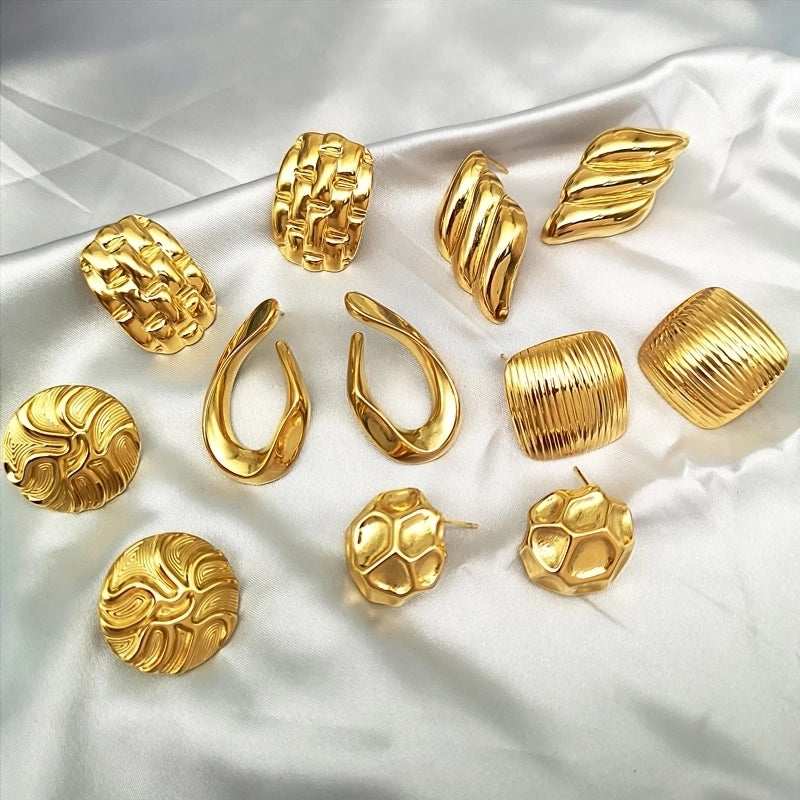 1 Piece IG Style Classical Streetwear Geometric 304 Stainless Steel 18K Gold Plated Ear Studs