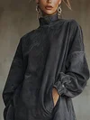 Robe oversize effet daim avec franges