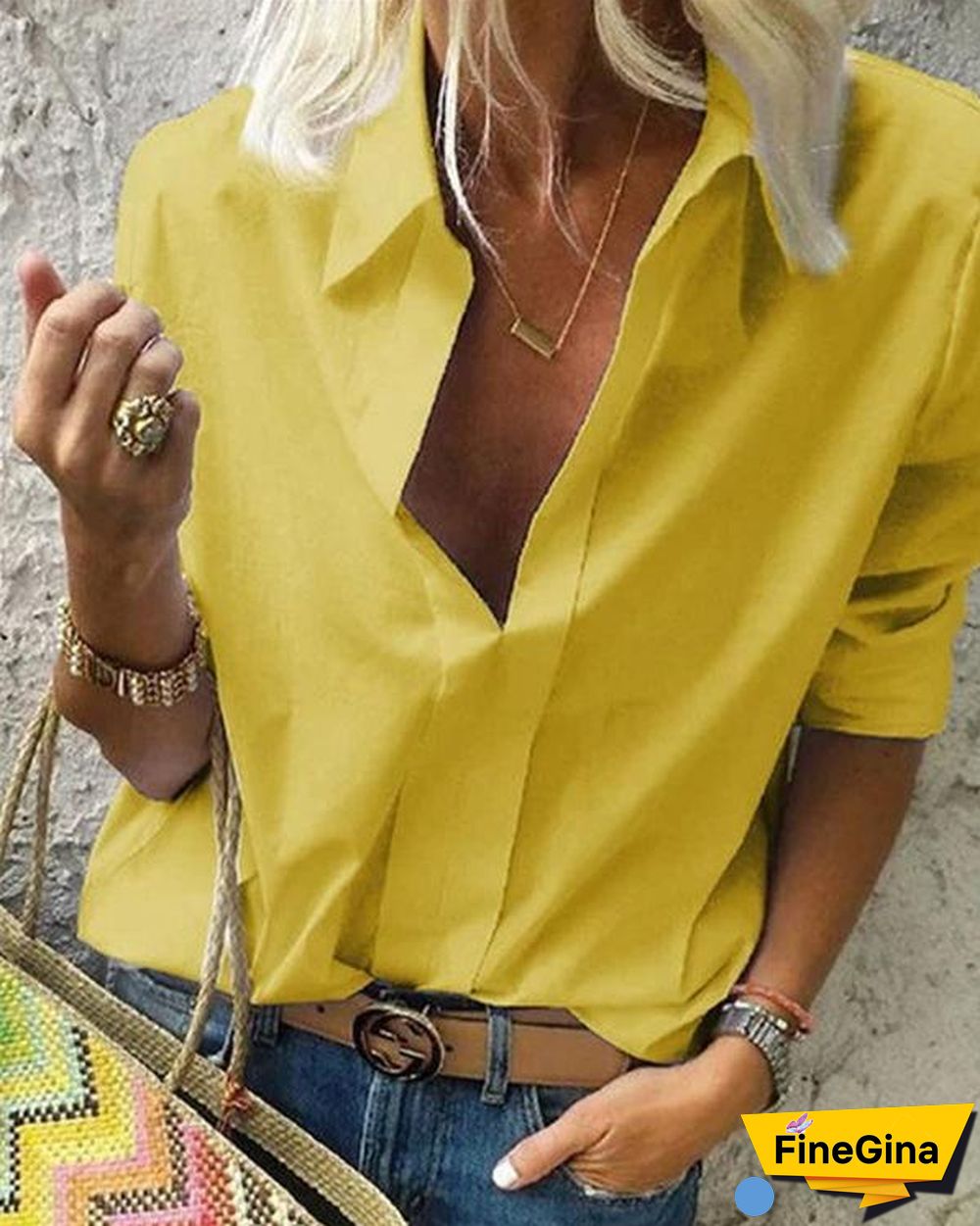 Long Sleeves Shirt Collar Solid Casual Shirts