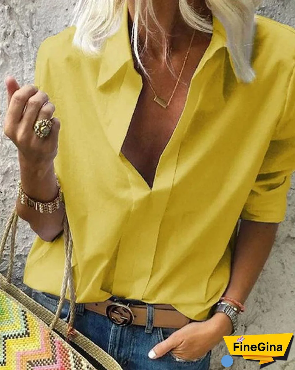 Long Sleeves Shirt Collar Solid Casual Shirts