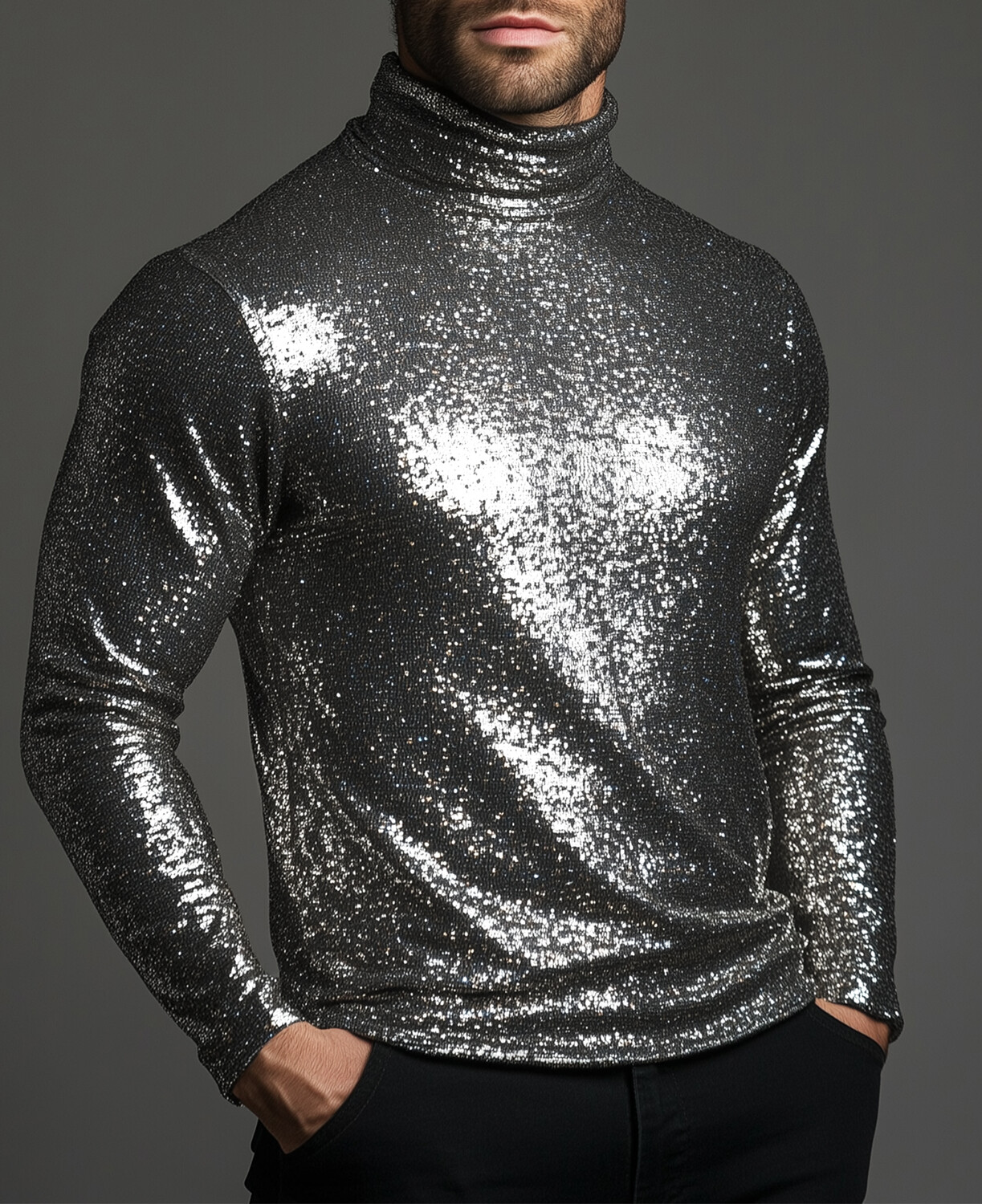 Okaywear Sparkly High Neck Long Sleeve T-Shirt