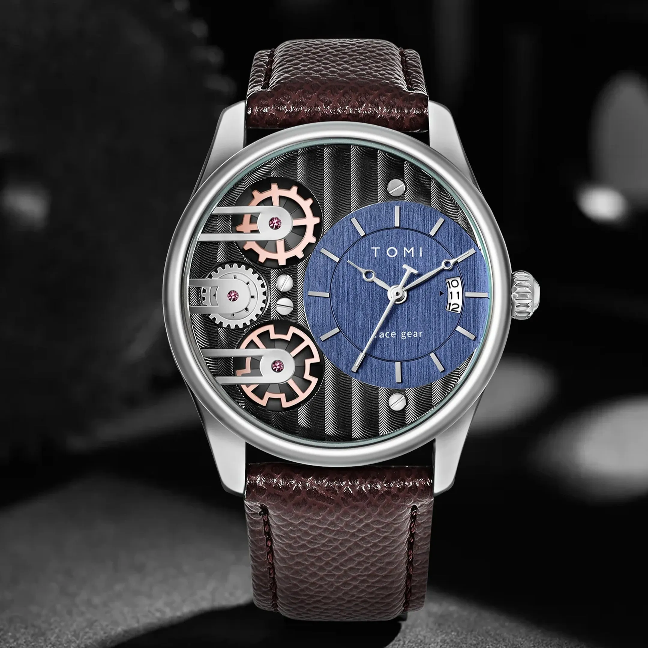 Men's Gearline Quartz Watch &ndash; Textured Dial & Leather Strap