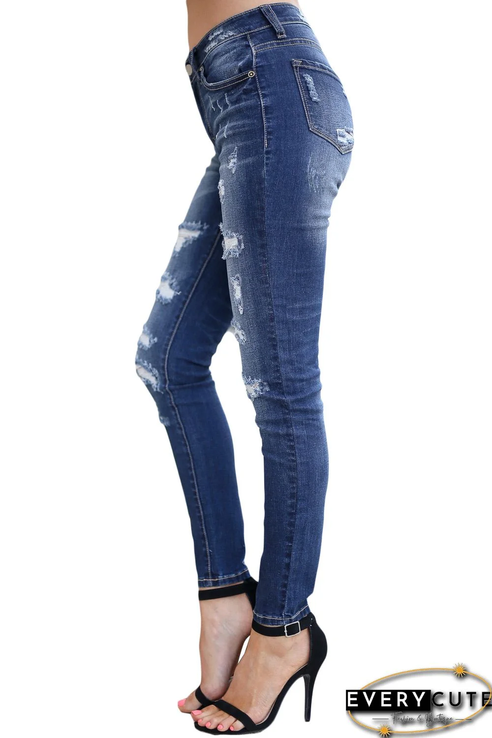 Modern Fashion Blue Distressed Skinny Jeans