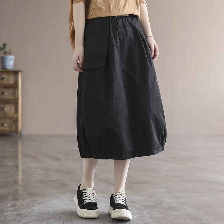 Cozy Solid Cotton Vintage Loose Skirt