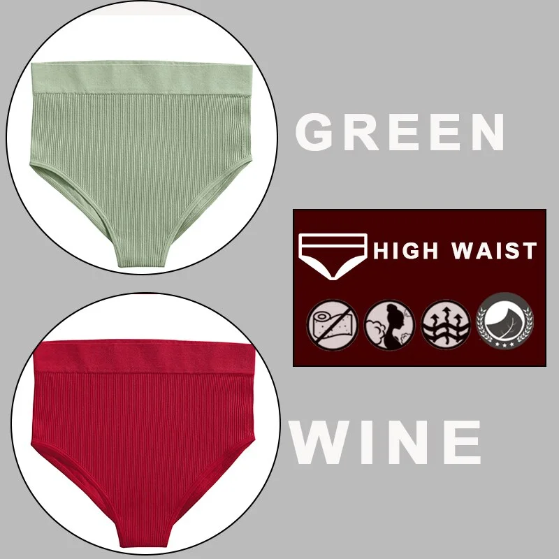 FINETOO 2PCS/Set Sexy Women Panties Underwear 10 Solid Colors Underpants For Girls High Waist Bodyshaper Briefs Seamless Pantys