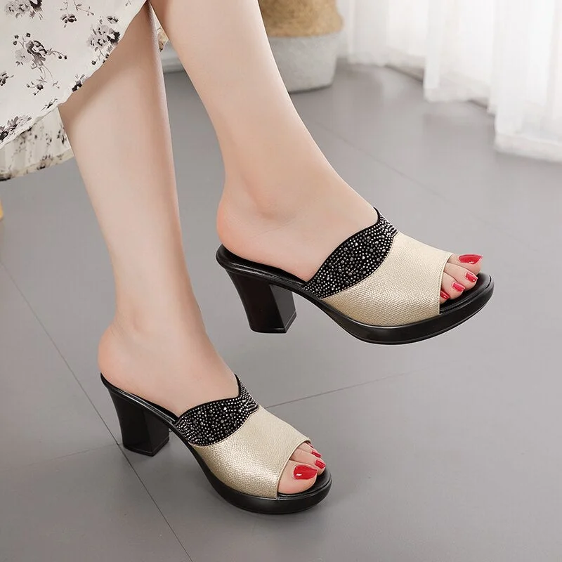 CARTOONH Slippers Sandals 2022 Summer 8cm High Heels Women Shoes Woman Slippers Summer Sandals Fashion Shoes