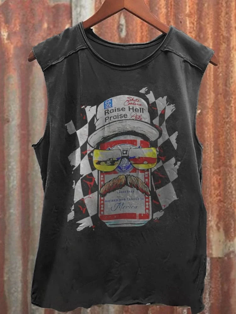 Teecade Teecade Unisex Raise Hell Praise Dale Print Casual Tank Top