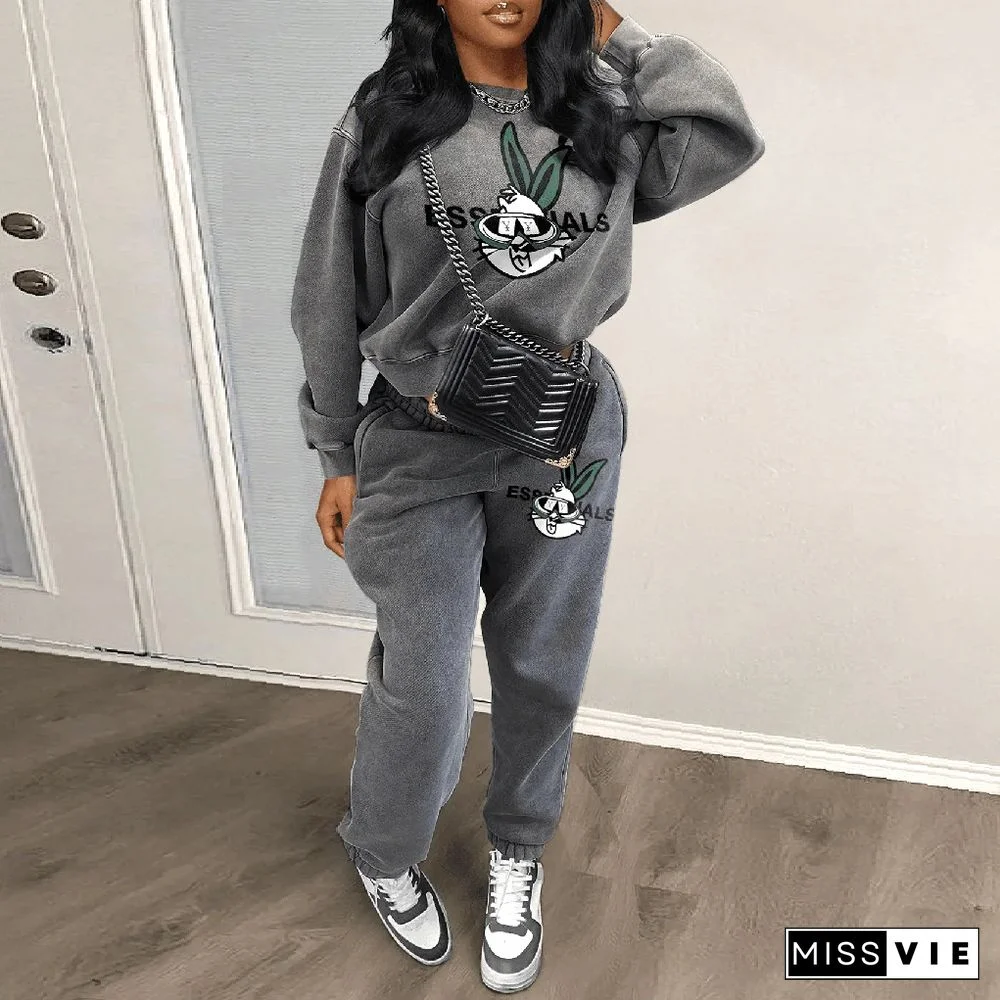 Winter Clothes Loose Sweatshirt and Pants Tracksuit