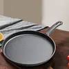 26cm Cast Iron Round Griddle Easy To Clean Flat Skillet Frying Pan for Cooking