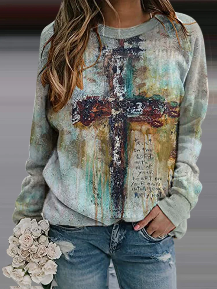 Cross God Believer Art Graphic Sweatshirt