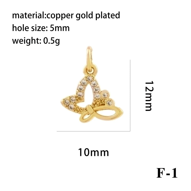 Elegant Minimalist Bee Dragonfly Butterfly Copper Plating Inlay Zircon 18k Gold Plated Charms
