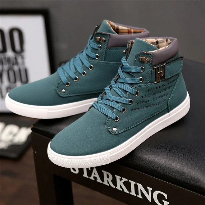 Fashion Men Casual Shoes High Top Canvas Shoes Sneakers Man Lace-Up Breathable Trainers Men Baskets Homme Basic Flats Shoes 365