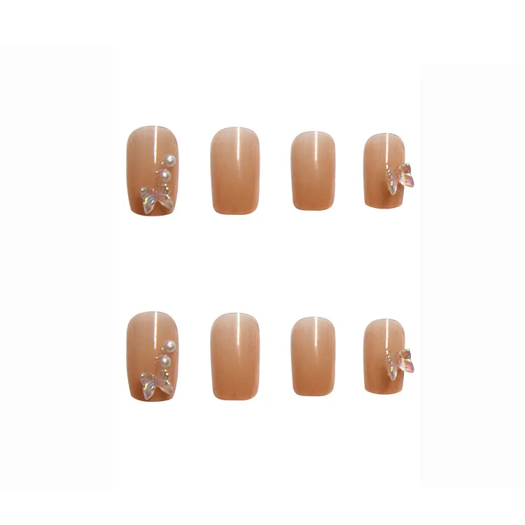 Churchf Churchf Patch Wearing Nail Patch Wearing Nail Nail Patch Butterfly Pearl Nail 24 Pieces