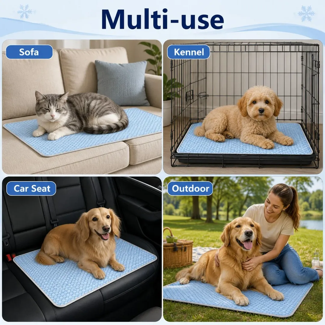 BEBANG Dog Cooling Mat, 39 x 28&ldquo; Self-Cooling No-Gel Pet Cooling Pad for large Medium Dogs, Non-Slip Summer Cool Mat for Dog Crate Bed Car(L)