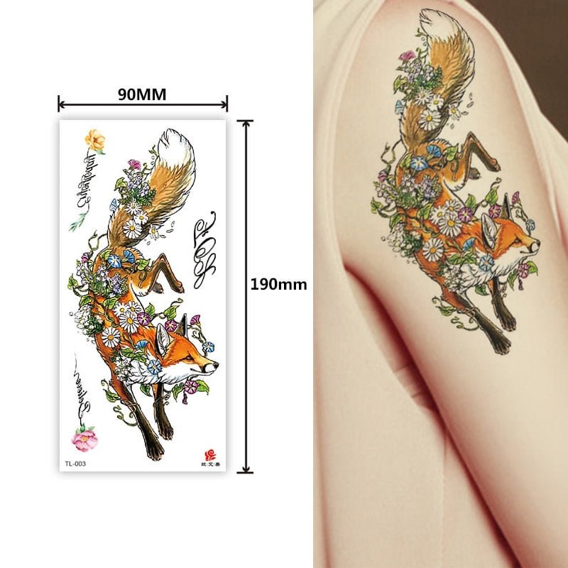 1~8 pieces of animal plants wolf bear bird art tattoo stickers disposable waterproof temporary tattoo stickers for men and women
